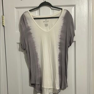 American Eagle Outfitters Gray and White Soft & Sexy Tee